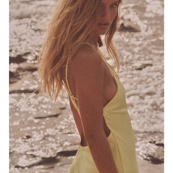 Zara NWT satin midi dress yellow 4772/217 - Picture 9 of 10